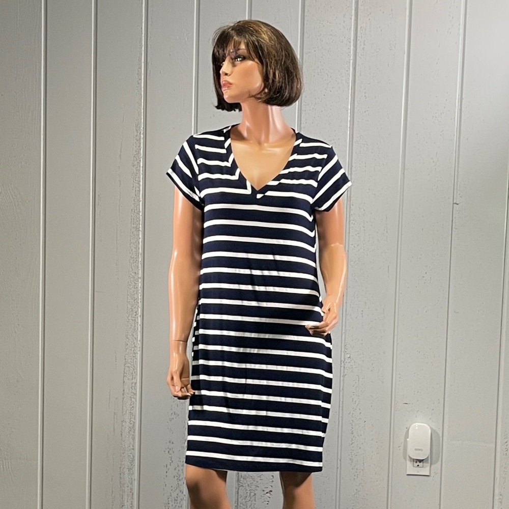 *THML Women’s Navy Blue & White Striped T-Shirt Dress Sz S